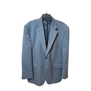 Chaps 100% Wool Classic Gray Pinstripe Men’s Blazer Suit Jacket 48L